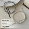 Cui Yan S925 Silver Square Pearl Beaded Bracelet for Women - Korean Style Elastic Cord Jewelry