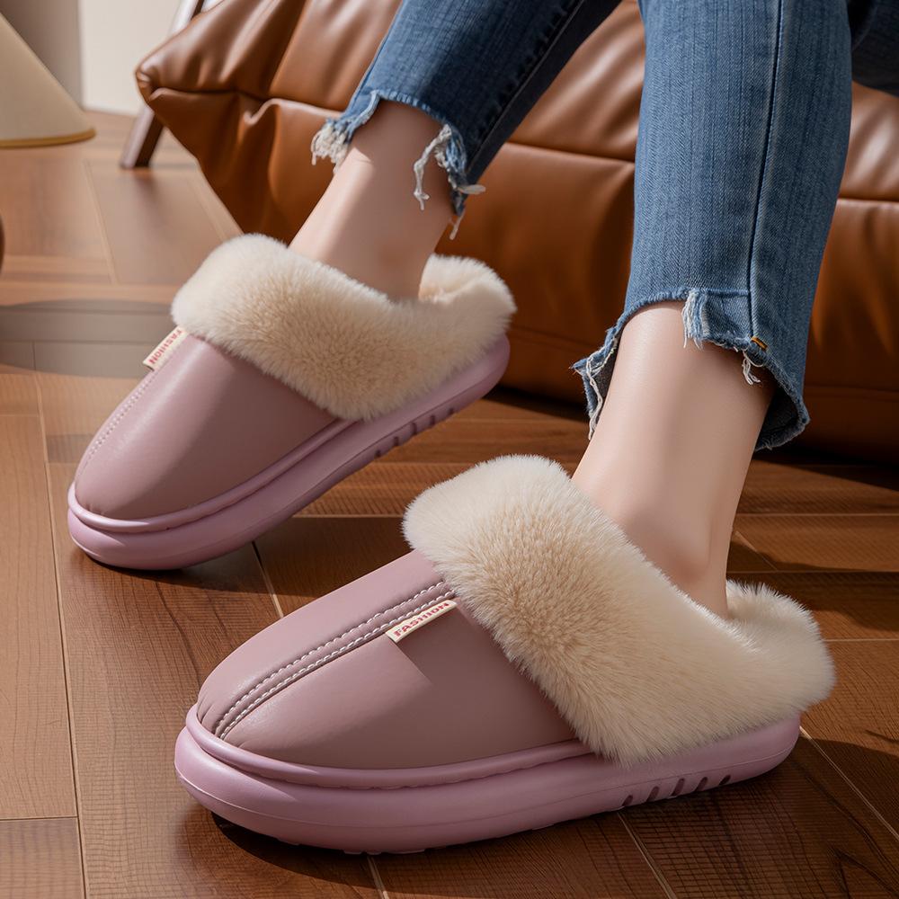 2025 waterproof cotton slippers autumn and winter warm velvet couple home warm waterproof slippers winter