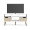 Meuble TV - 4 niches 2 tiroirs - Blanc / Chene - 117,2 x 39,1 x 57,4 cm ARO