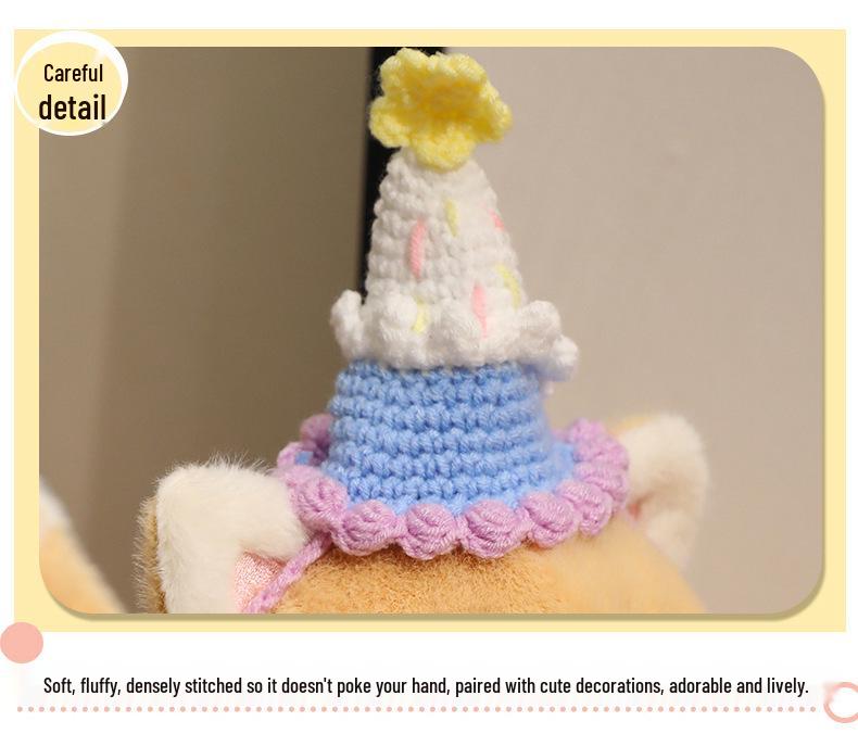 Shiba Inu Puppy Plush with Birthday Cake Hat - Cute Comfort Toy for Kids