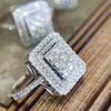 Nouvelle Bague Carrée Géométrique Moderne pour Femmes Luxe Incrustée Cristal Brillant CZ Mode Polyvalente Bagues de Dame Fête Zircon