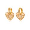 European & American Minimalist Zircon Flower Earrings with Heart Ear Cuffs - Stylish Niche Design for Women