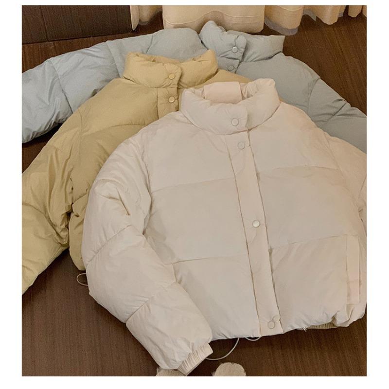 

Осенне-зимняя женская куртка с воротником-стойкой, модная повседневная короткая стильная студенческая ветрозащитная теплая куртка, зимняя 7 цветов S белый