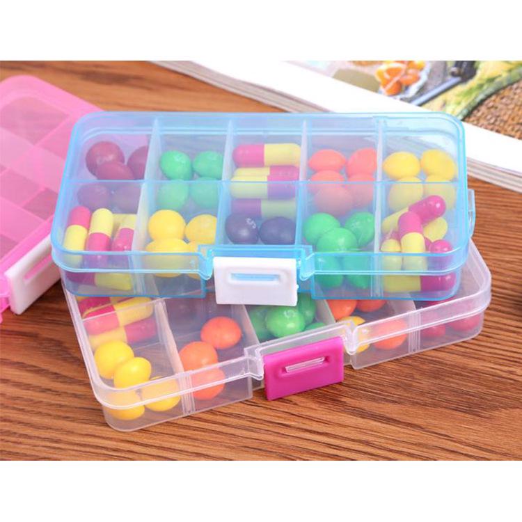 Detachable DIY Classification Transparent Mini Portable Medicine Box Travel Storage Box 10 Grid Jewelry Box Organizer Box