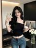 Slant shoulder off-shoulder short-sleeved T-shirt women's summer slim-fitting and thin design sense niche pure desire style short top tide