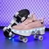 Scarpe da pattinaggio a rotelle a quattro ruote a doppia fila LED Flash Scarpe a rotelle a doppio uso Uomo Donna Sneakers casual Scarpe sportive per passeggiate con il cane