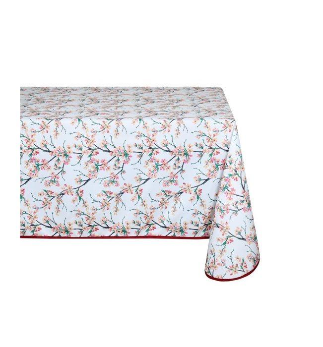 Nappe Rectangle - Doux Cerisier - 140 X 240 Cm - Polyester - Motif Floral