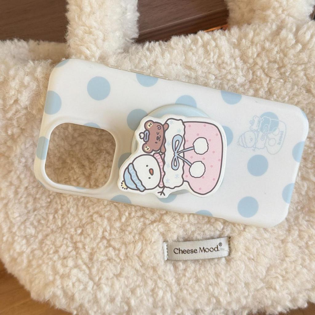 Frosted Polka Dot Snowman Bear Magnetic Case for iPhone 17/16 Pro Max/15/14