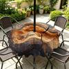 Outdoor Round Tablecloth With Umbrella Hole Waterproof Oil-Resistant Patio Dining Cover Deck Garden Terrace