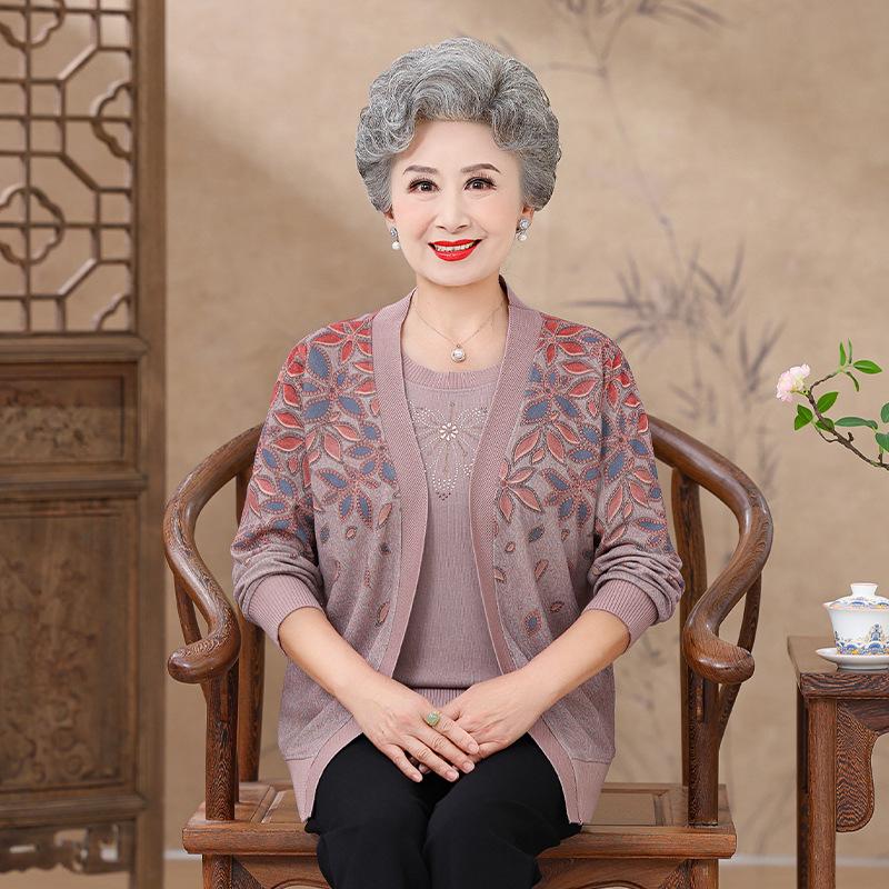 

Mom s Plus Size Knitted Cardigan Set for Middle-Aged & Elderly Women: Ideal for Spring & Autumn 5XL (150-165 lbs) верблюд
