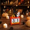 Halloween Wooden Calendar with Pumpkin Lights - Tabletop Decor for Seasonal Store