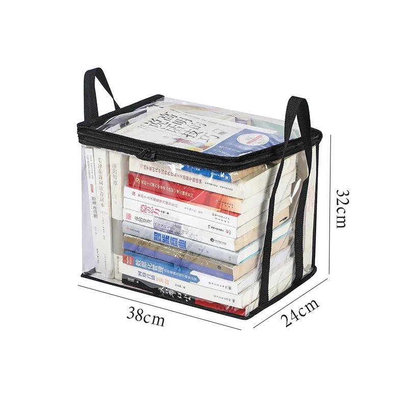 1/2Pcs Large Capacity Foldable Transparent Waterproof Storage Box for Student Dormitory Classroom Home Book Organizing