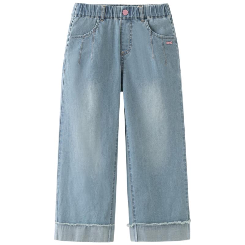 DAVE&BELLA Girls' Thin Straight-Leg Denim Jeans