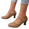 New women's retro Mary Jane high heels large size thick heel lace round head high heels single shoes
