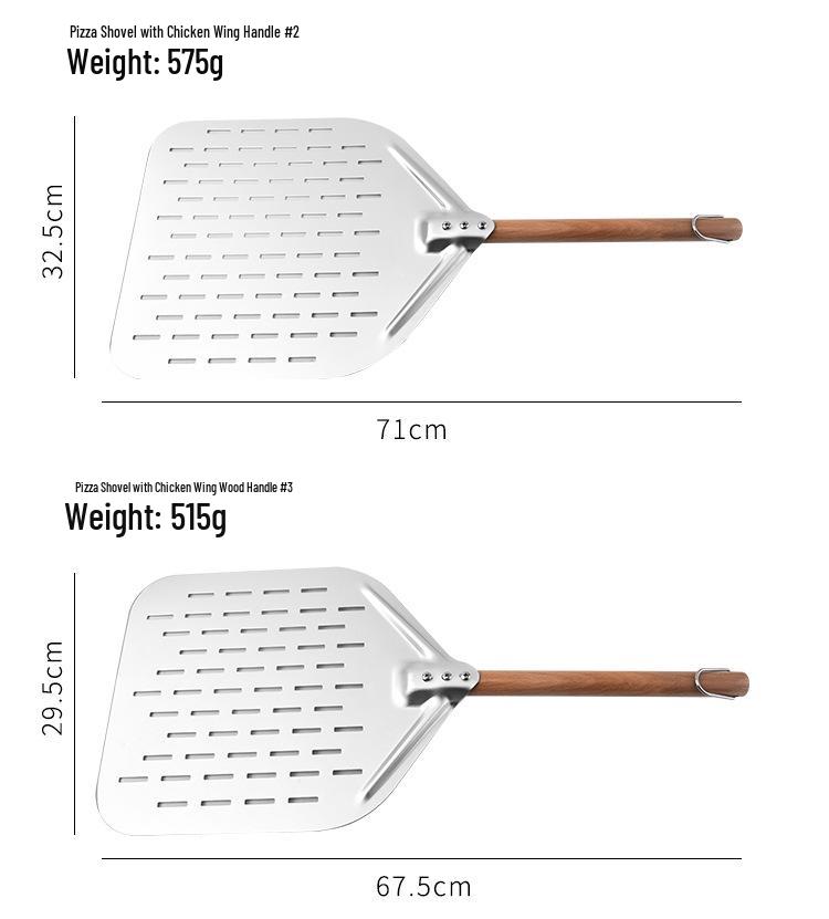 Perforated Long-Handle Pizza Peel and Cake Transfer Shovel