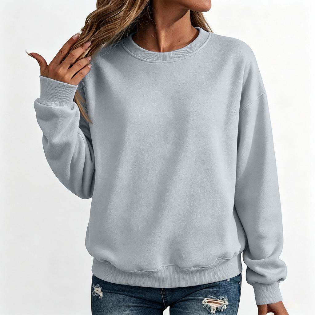 Damen Übergröße Pullover Sweatshirt Lockerer Schnitt Rundhalsausschnitt Farbe Lässiges Oberteil für den Alltag