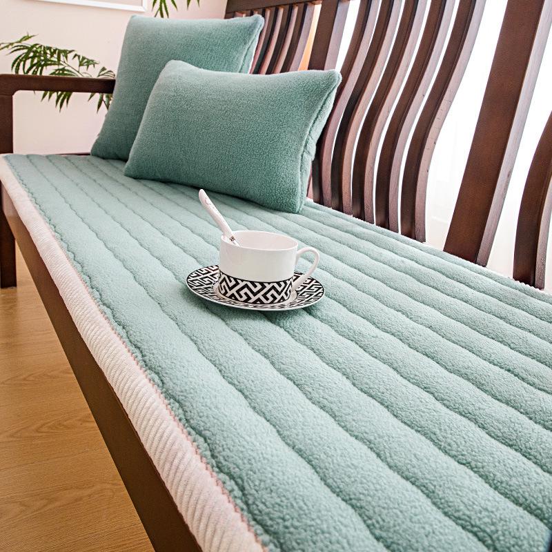 Solid Wood Sofa Cushion Autumn and Winter Warm Plush Sofa Cover Non-Slip Seat Cushions Winter