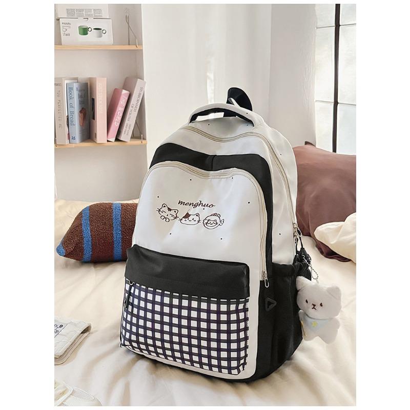 Lightweight and largecapacity backpack, new Japanese ins, highvalue, fresh and sweet plaid, junior high school schoolbag.