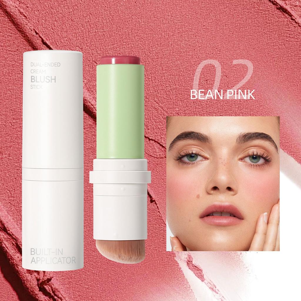 Cream Blush Stick With Brush, Smooth Texture, Long-lasting Color, 2-in-1 Multi-sided Blush, Suitable For Cheeks And Lips
