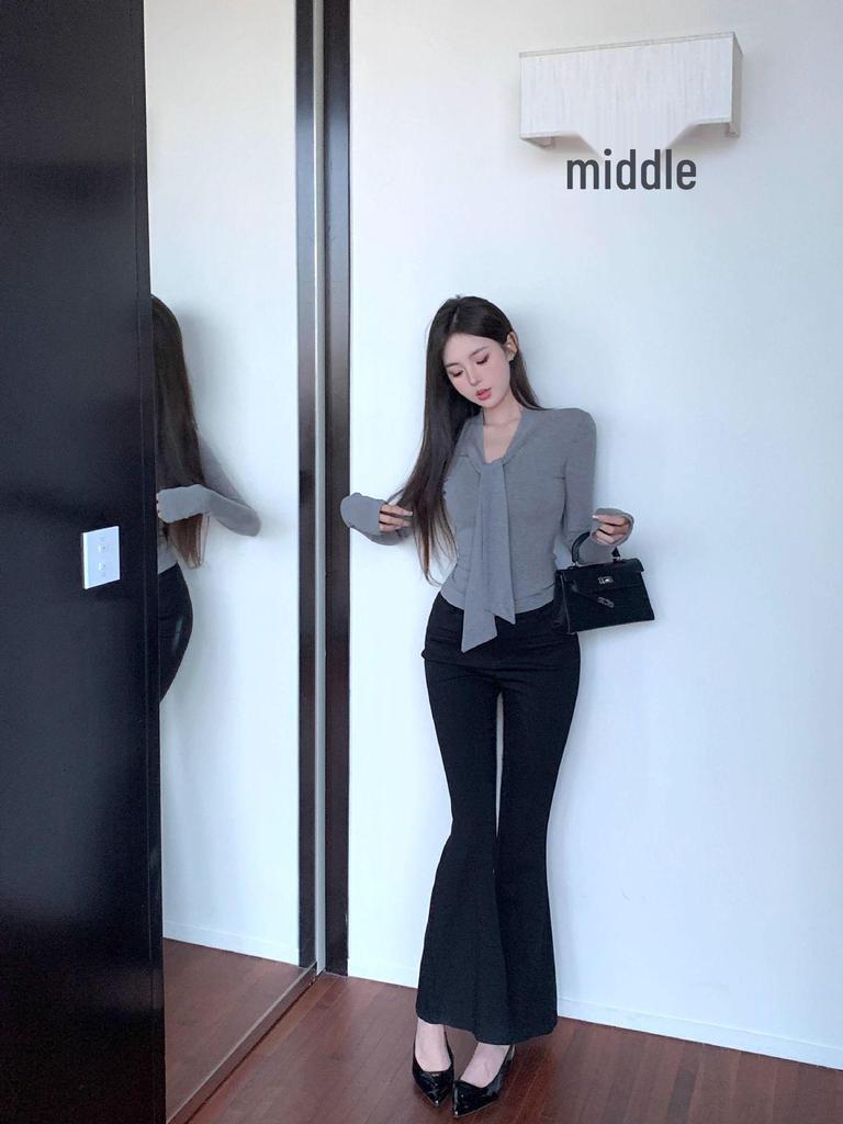 Women's V-Neck Lace-Up Long Sleeve Velvet T-Shirt: Pure Desire Style, Optional Thickness for Autumn/Winter