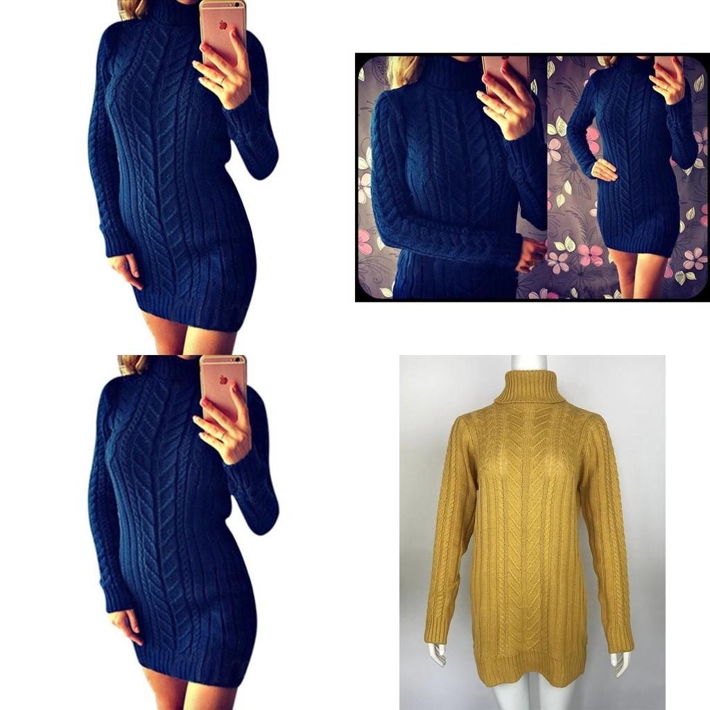 Sexy Autumn And Winter Knit Dress Slim Fit And High Collar Twist Design