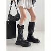 2026 New Retro British Style Thick Heel Long Leg Women's Spring and Autumn Height Increasing Knight Boots
