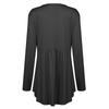 Women's Large Size Casual Color V-neck Buttoned Waist And Large Hem Stitching Long-sleeved Loose T-shirt Top