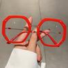 Man Women's Fashionable Plain Glasses Polygonal Frame Versatile Side Hollow Design Casual Comfortable Protective