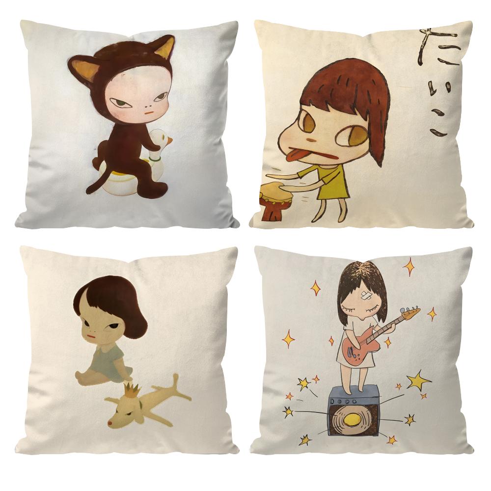 ART Yoshitomo Nara Cushion Cover Pattern Printed Pillowcase for Living Room Sofa Cushion Cover & Bedroom Decor