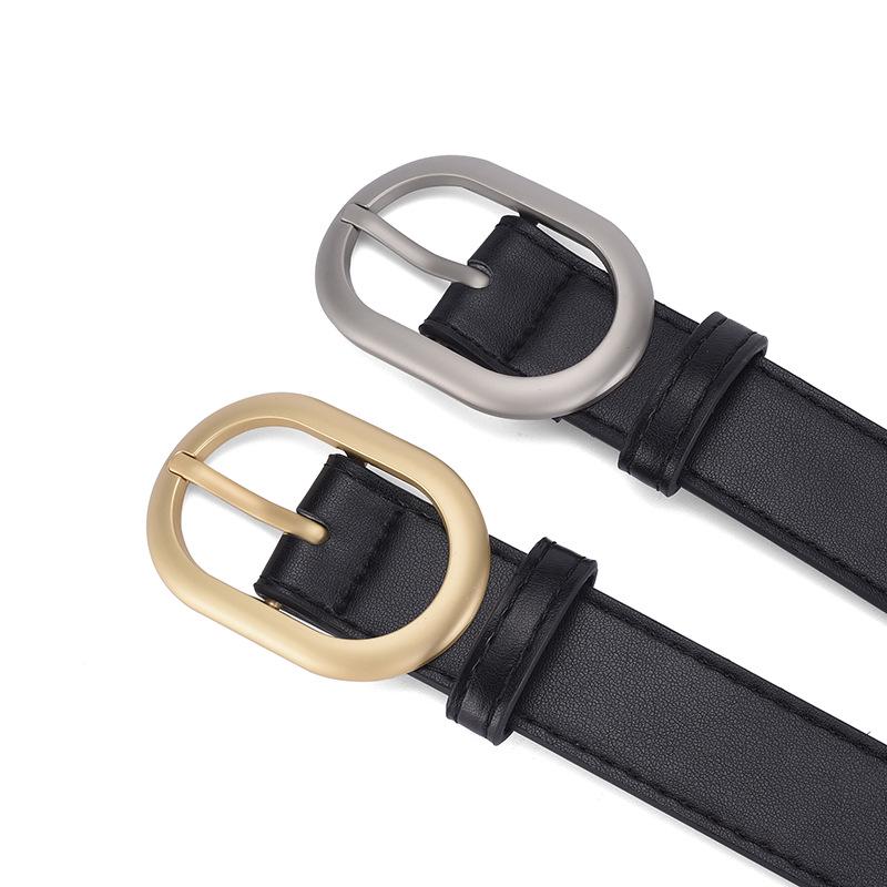 Women's Simple Leather Belt - Versatile Casual Jeans Waist Belt with Metal Buckle