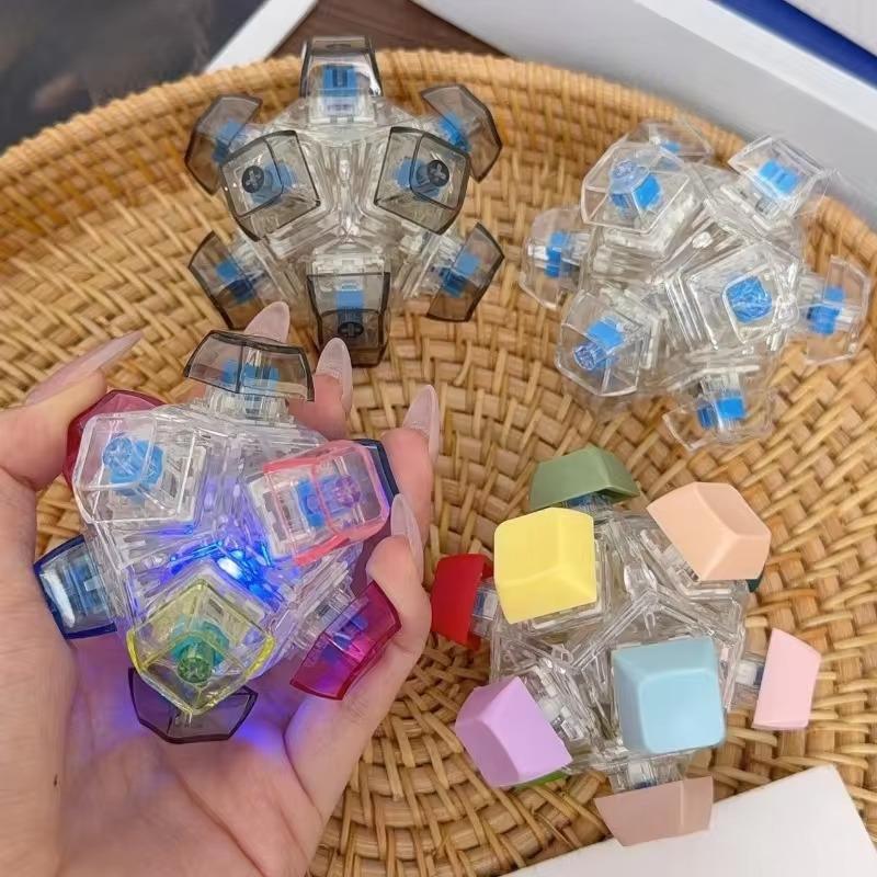12 Key Flashing Light Rubik's Cube Ball Decompression Button Keyboard Ball Fingertip Press Button Tester Toy