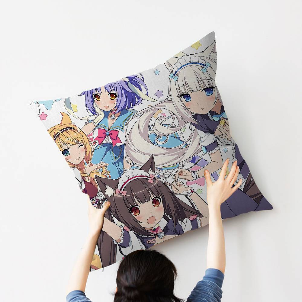 Anime Nekopara Pillow Cushion Cover Pillowcase Living Room Sofa Home Decor Customized