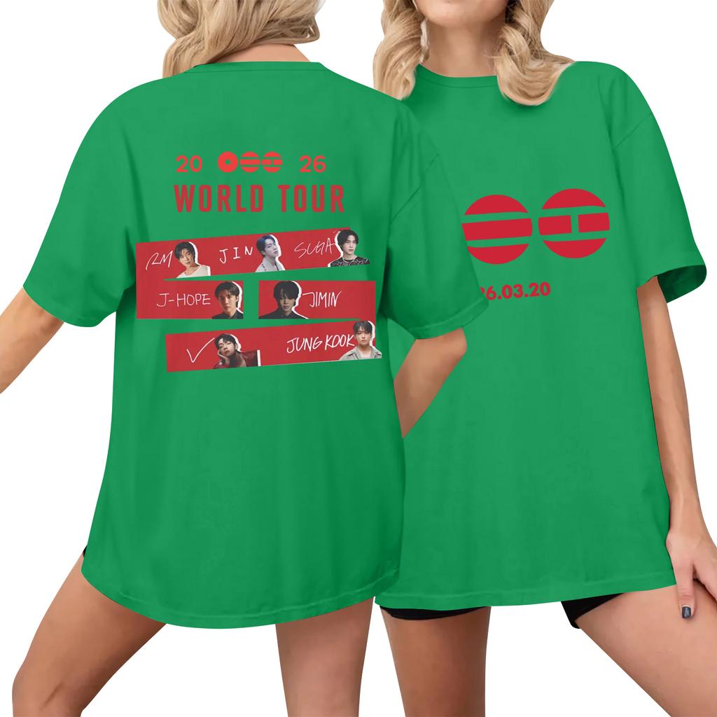 Women's Casual Printed T-Shirt Round Neck Pullover Short Sleeve Top