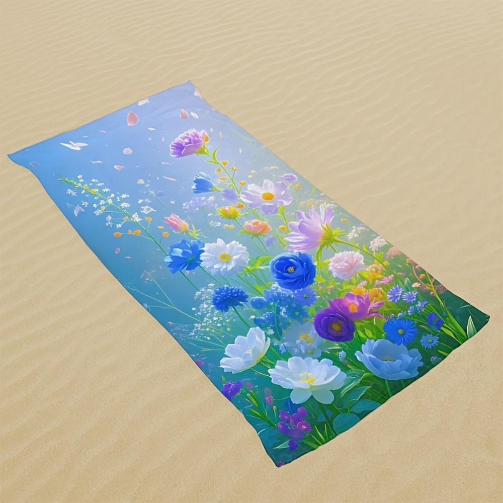 Floral Dream Beach Towel Patterned Sunscreen And Windproof Suitable For Swimming Pool Camping Travel Blanket W30*H60(CM)