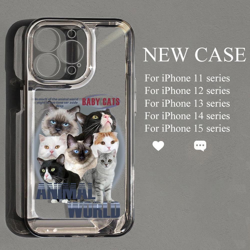 Cat Phone Case For iPhone 13 Cases iPhone 11 16 Pro Max 14 15 12 XR 13pro 16pro 16promax 13promax Soft TPU Clear Covers Fundas