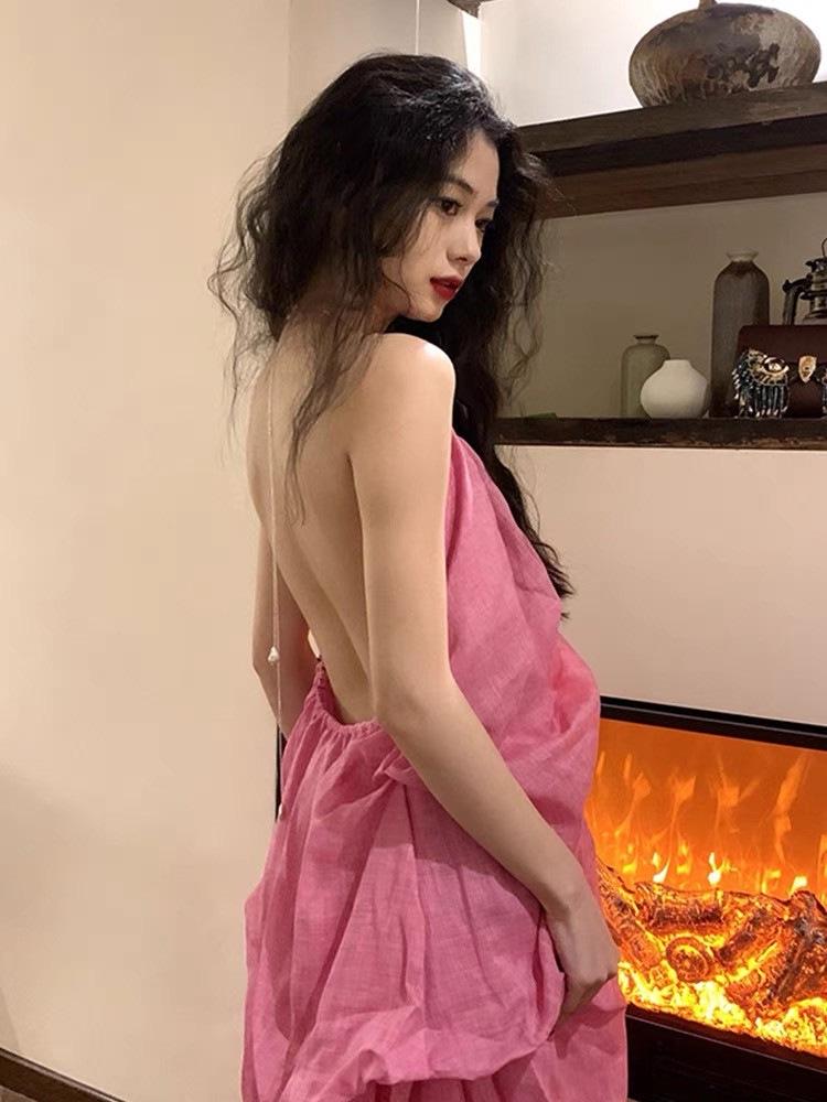 French Riviera Halterneck Sundress for Beach & Travel Photos