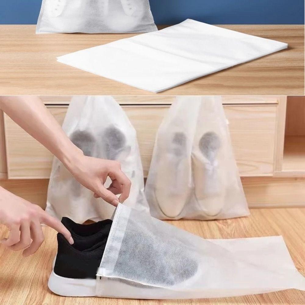 10/30pcs Clear Shoe Dust Covers Drawstring Shoes Protect Covers Protable Shoe Bags