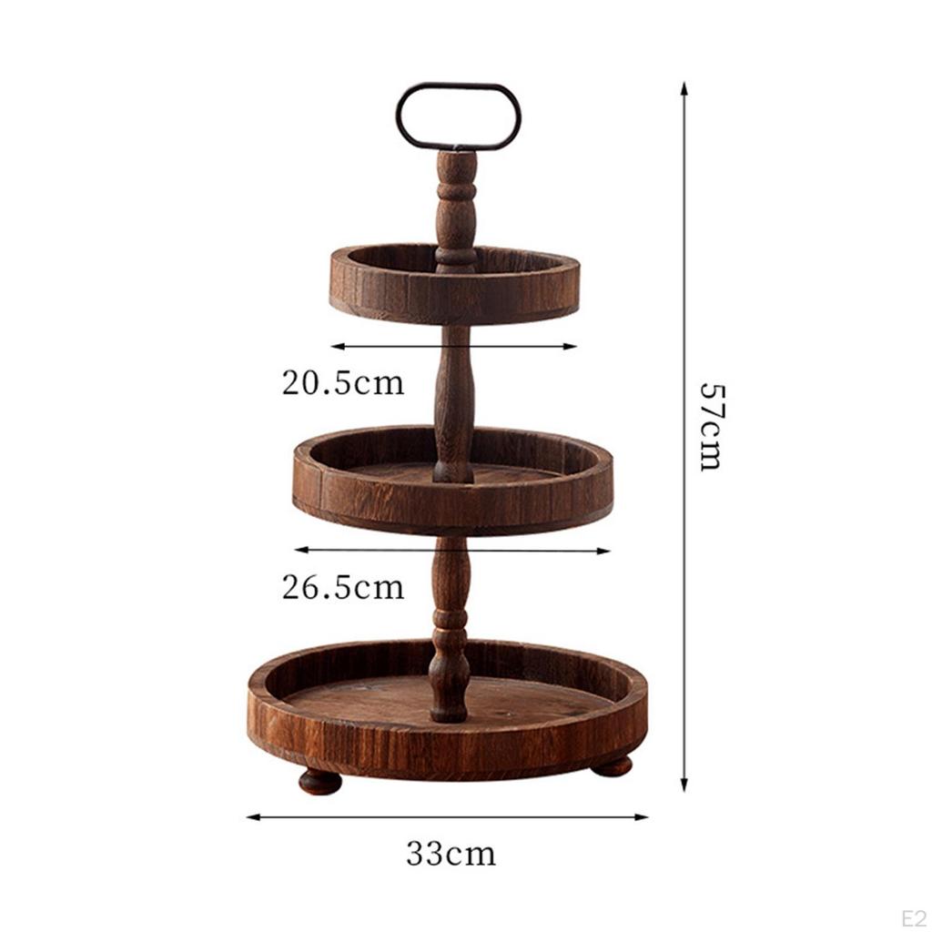 Support à cupcakes en bois, assiette à bonbons, support à pâtisserie, plateau de service rond à trois niveaux, Dessert pour le thé