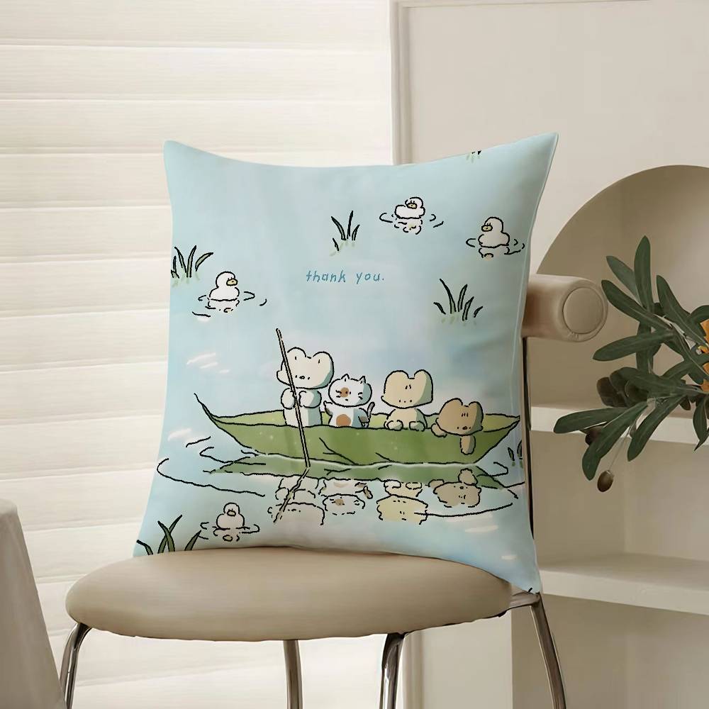 Author Somdoo Cute Animals Quiat Peaceful Pillow Case Comfort Sofa Bed Silky elegant Invisible zipper Decorative cushion cover