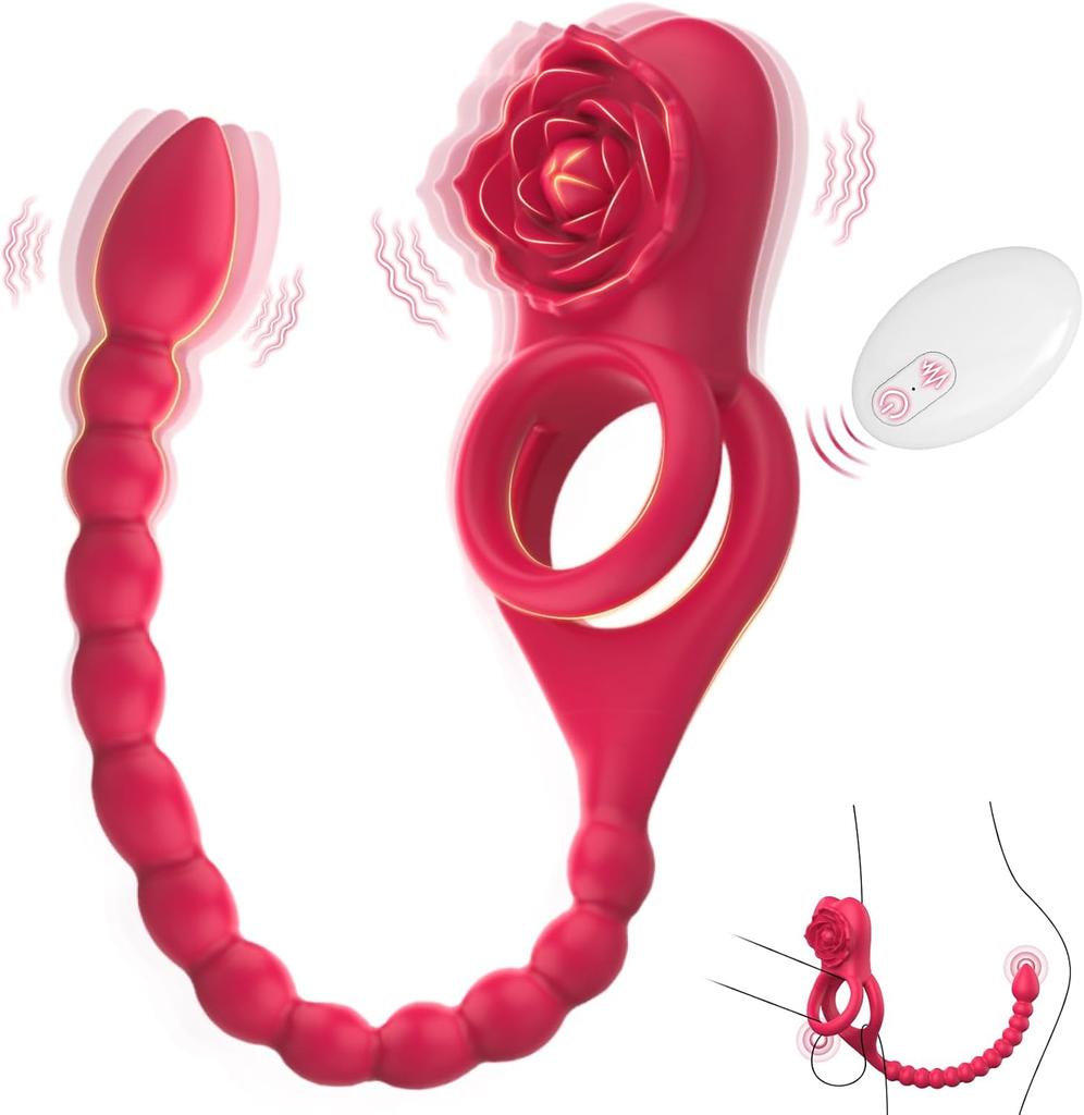 Vibrator Penis Ring with Anal Plug Clitoral Vibrator Cock Ring Remote Control Prostate Massager Stimulator Sex Toy for Men Women