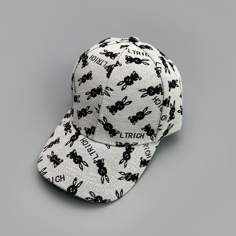 Cartoon Cute Printed Rabbit Letter Baseball Cap Men'S And Women'S Sunshade British Retro Cap