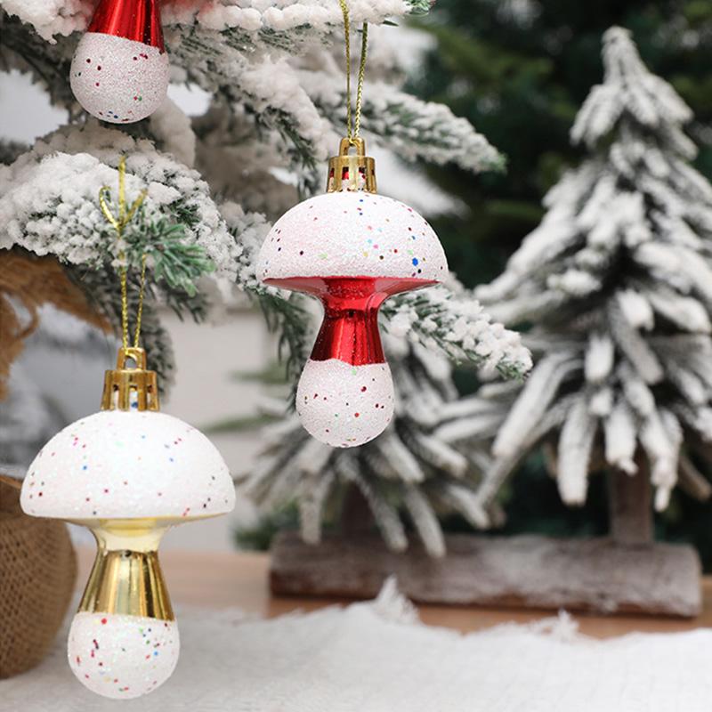 6Pcs Painted Mushroom Xmas Festival Decoration Window Christmas Tree Hanging Ornament