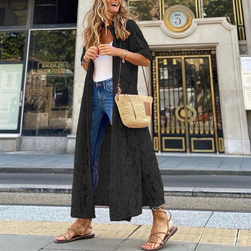 DAFIFY женские модные повседневные весенне-осенние однотонные пальто с длинными рукавами и принтом S