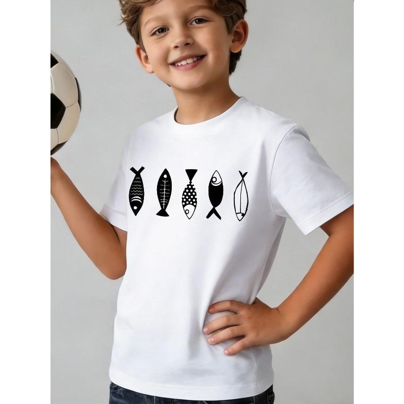 European sizes Boys  Fashion Short-Sleeve T-Shirt / Cotton / Cartoon Anime Print Short-Sleeve / Sports Print Short-Sleeve 110 белый