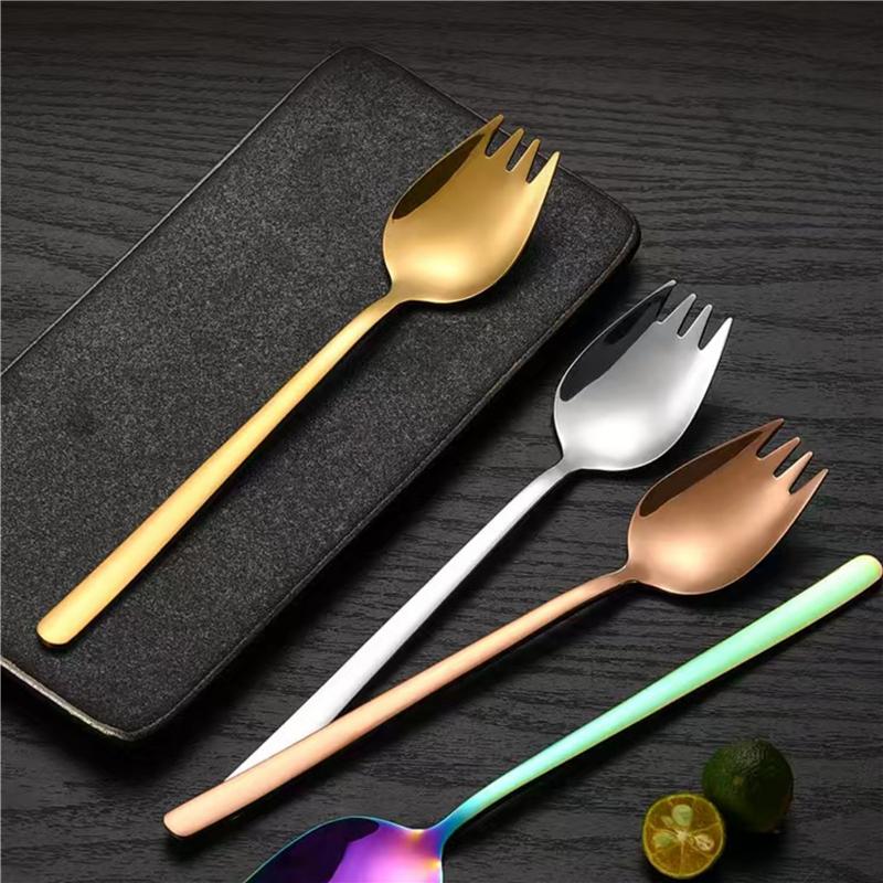 13.5cm Stainless Steel Salad Spoon Fruit Dessert Fork Afternoon Tea Portable Tableware 5 Colors Kitchen Small Spoons