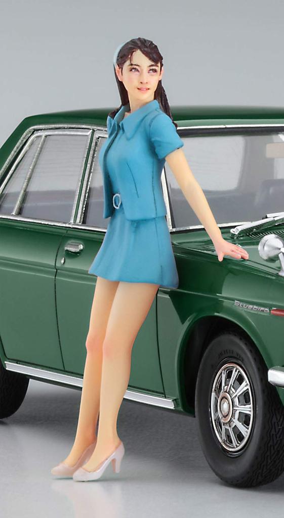 Hasegawa Datsun Bluebird 1600SSS Girls Figure Plastic Model SP477 1/24 W/60s