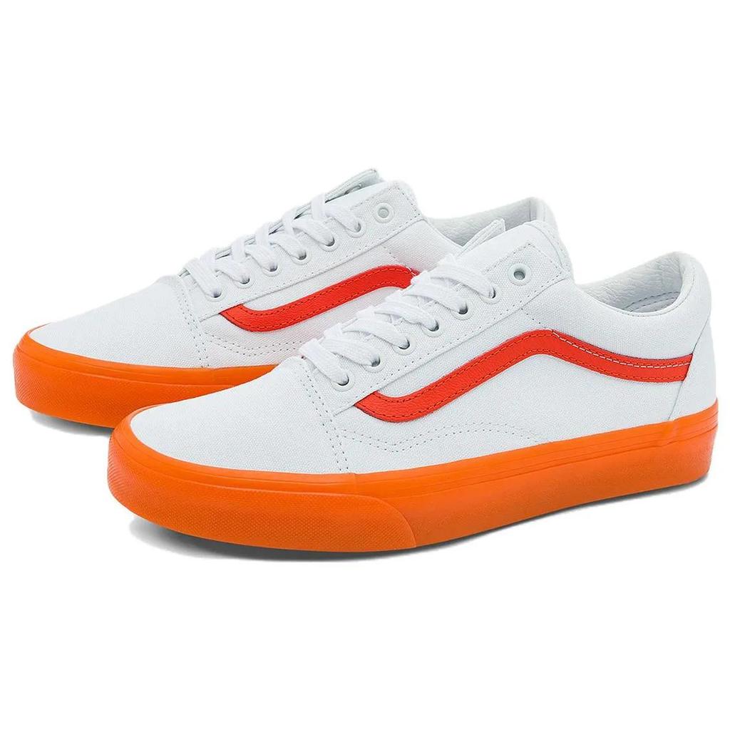 Vans Old Skool Casual Low Top Skate Shoes Small Orange Side Stripe Unisex 'White' (Unisex) Skate Shoes VN0000SBZ34