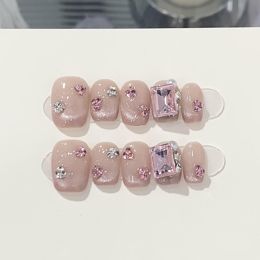 Daily Nude Smile French Cat Eye K9 Square Drill Peach