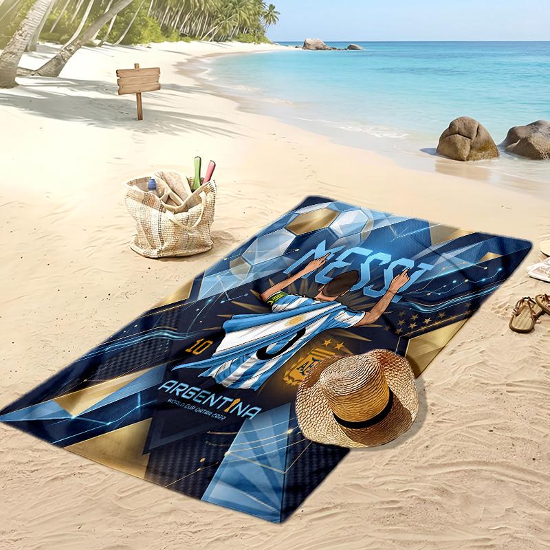 Asciugamano da Spiaggia Stampa Calcio Argentina Asciugatura Rapida Super Assorbente Morbido Asciugamano da Bagno per Nuoto Spiaggia Viaggio Souvenir Regalo per Fan