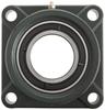 NTN UKF213D1 Light Duty Flange Bearing, 4 Bolts, Adapter Mounted, Regreasable, Contact and Flinger Seals, Cast Iron, 60mm Bore, 5-55/64" Bolt Hole Spa